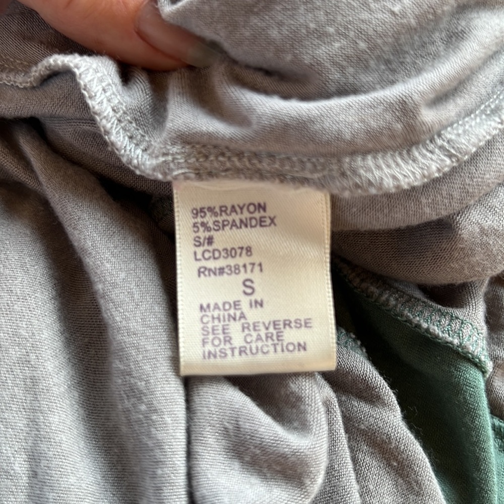 Lucca Couture green, gray,white, pieced maxi dress with shark bite hem. Size S - Picture 7 of 9